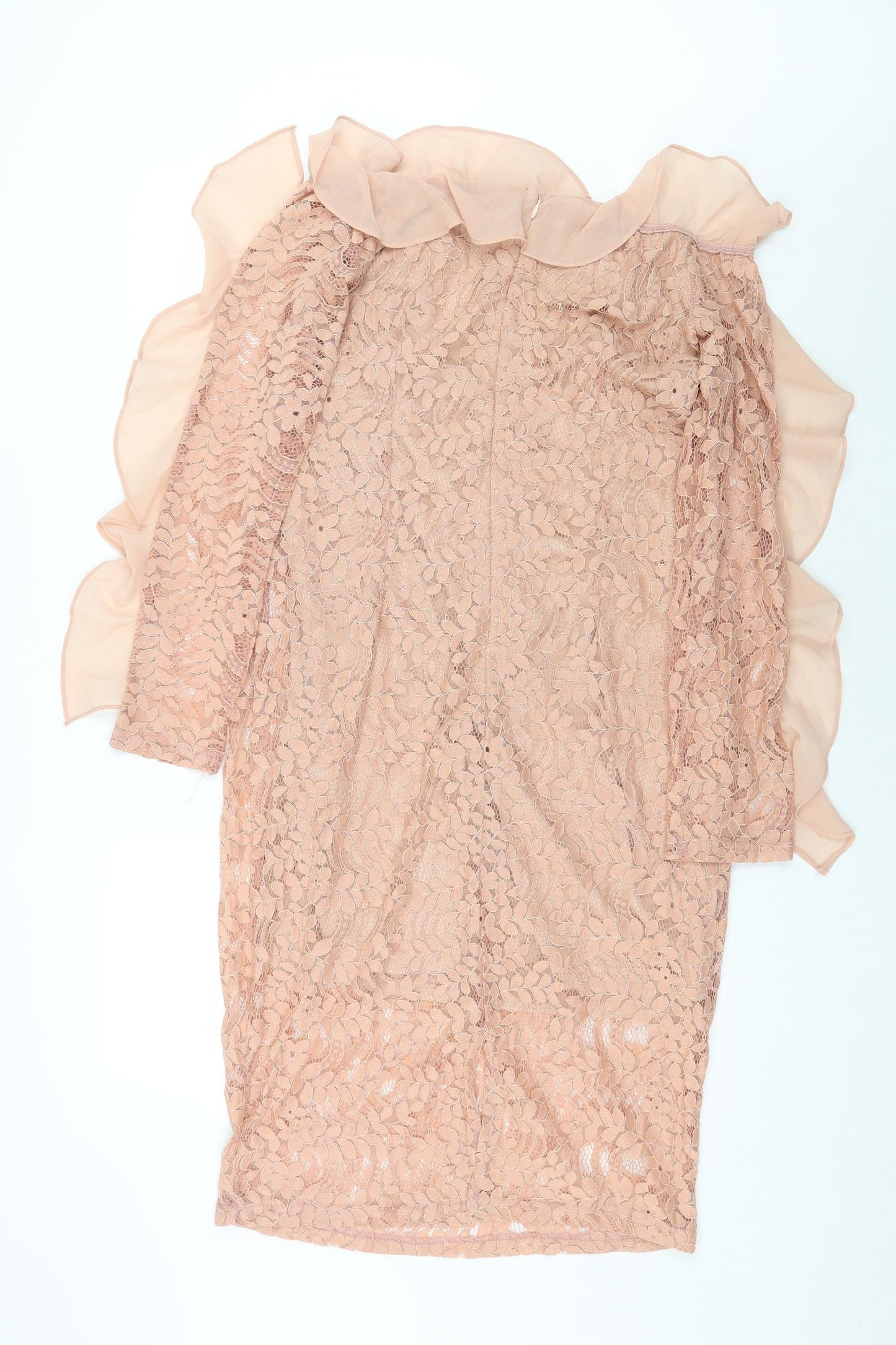 Sheilay Womens Pink Floral Polyester Pencil Dress Size L Off the Shoulder Zip - Lace Detail