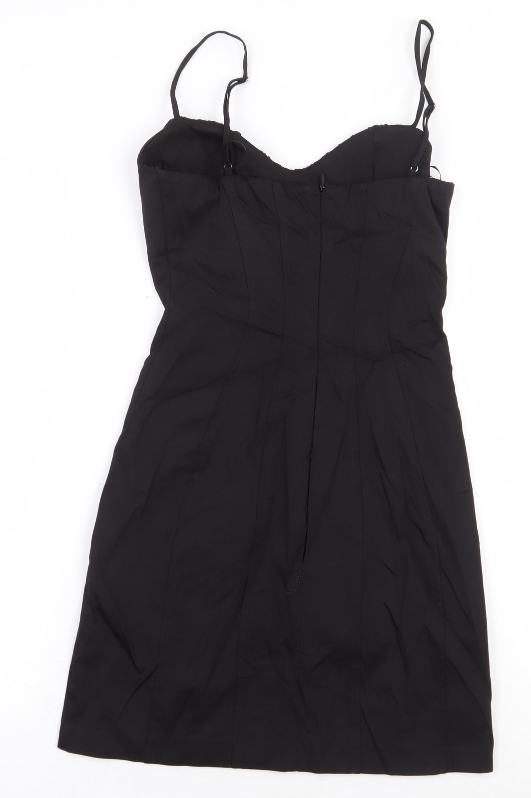 Zara Womens Black Cotton Mini Size XS V-Neck Zip