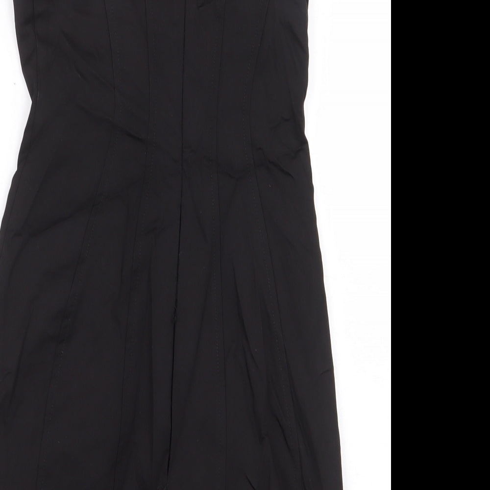 Zara Womens Black Cotton Mini Size XS V-Neck Zip