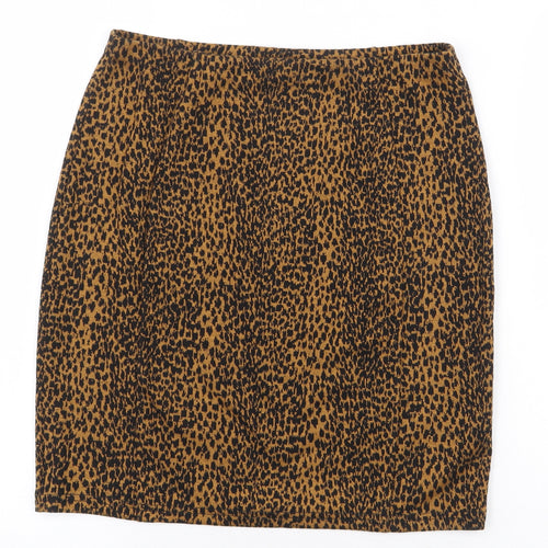 Papaya Womens Orange Animal Print Polyester Straight & Pencil Skirt Size 10 - Leopard Print