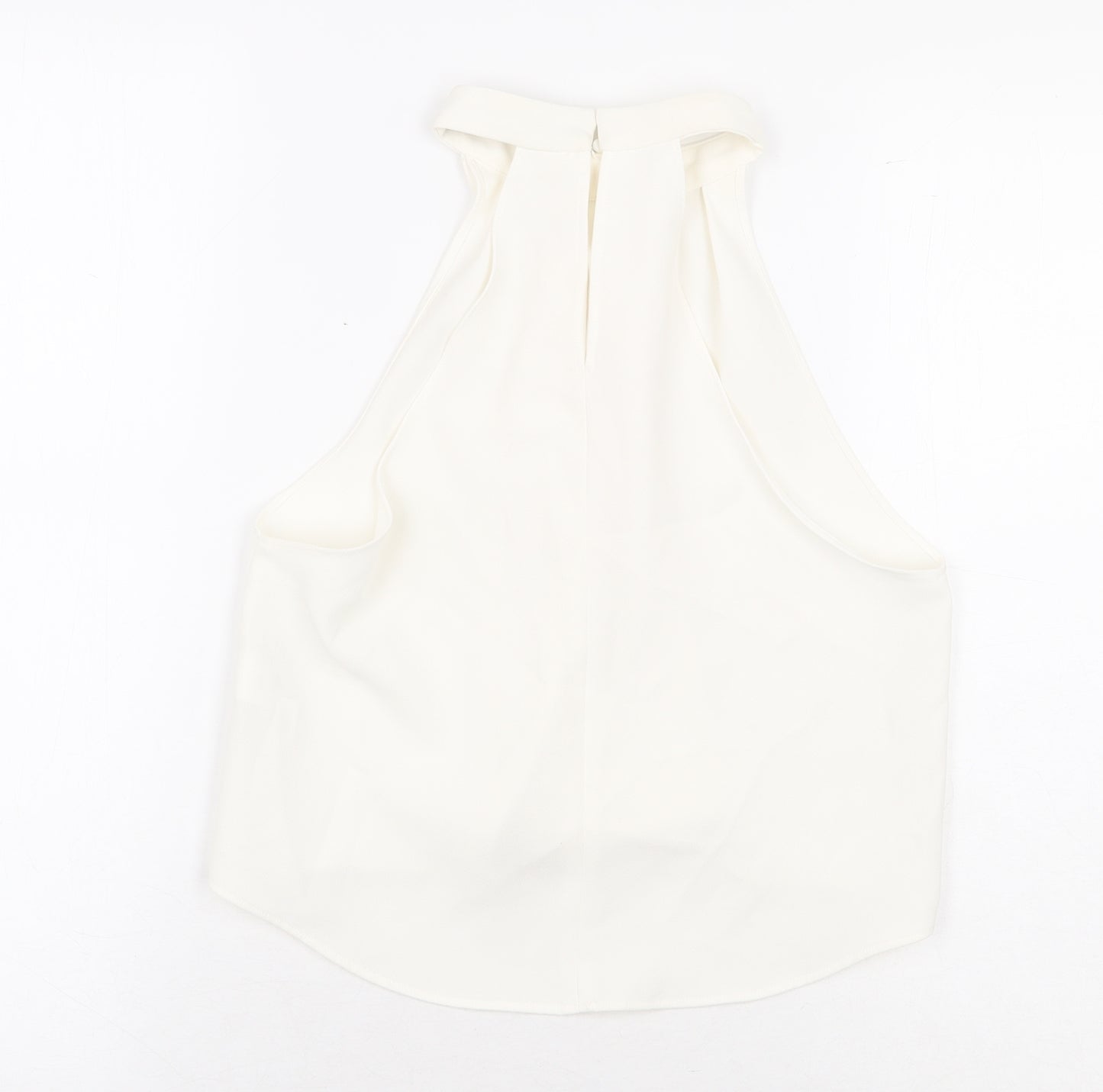 Zara Womens White Polyester Cropped Blouse Size XS Mock Neck