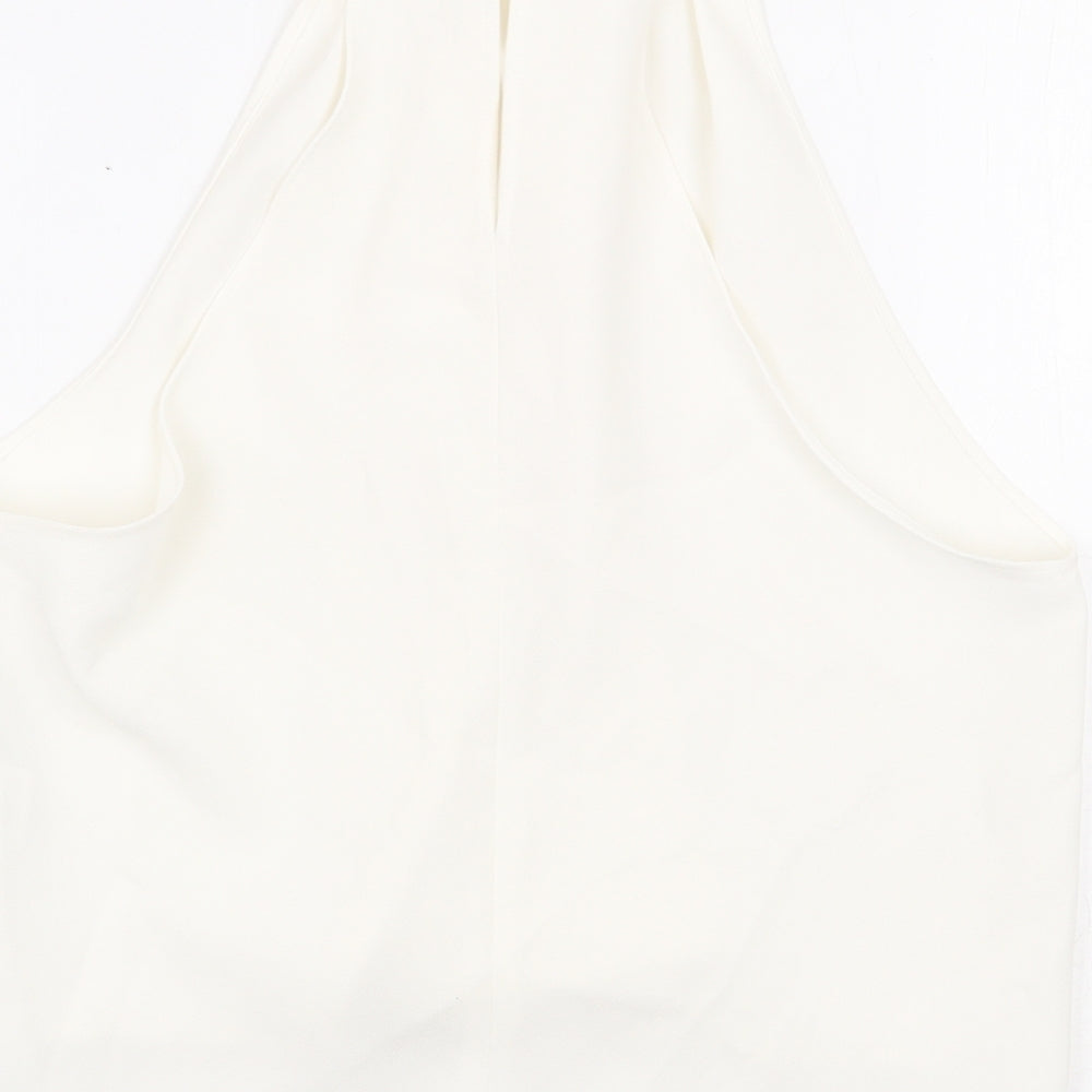 Zara Womens White Polyester Cropped Blouse Size XS Mock Neck