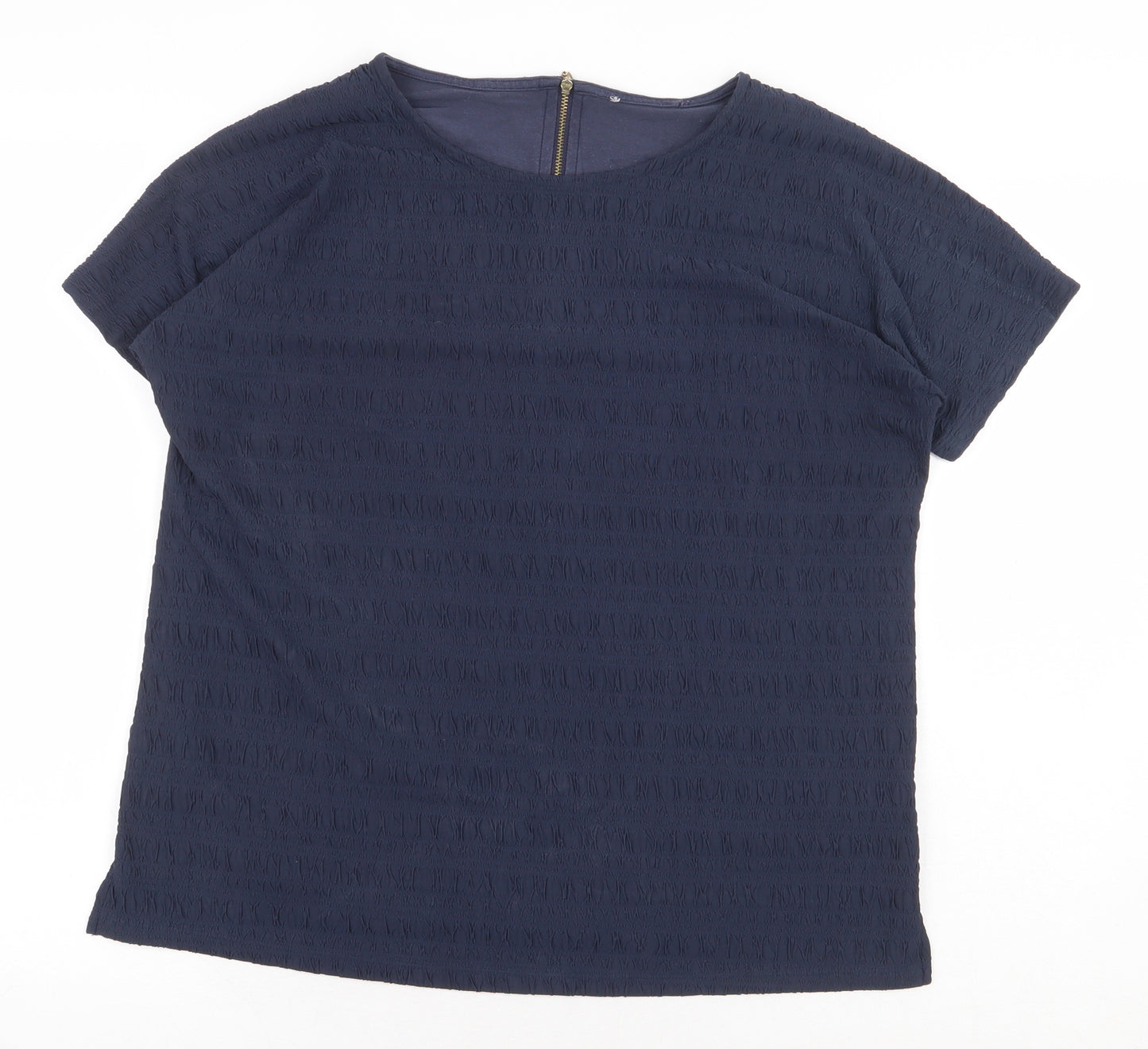 Marks and Spencer Womens Blue Viscose Basic T-Shirt Size 12 Boat Neck