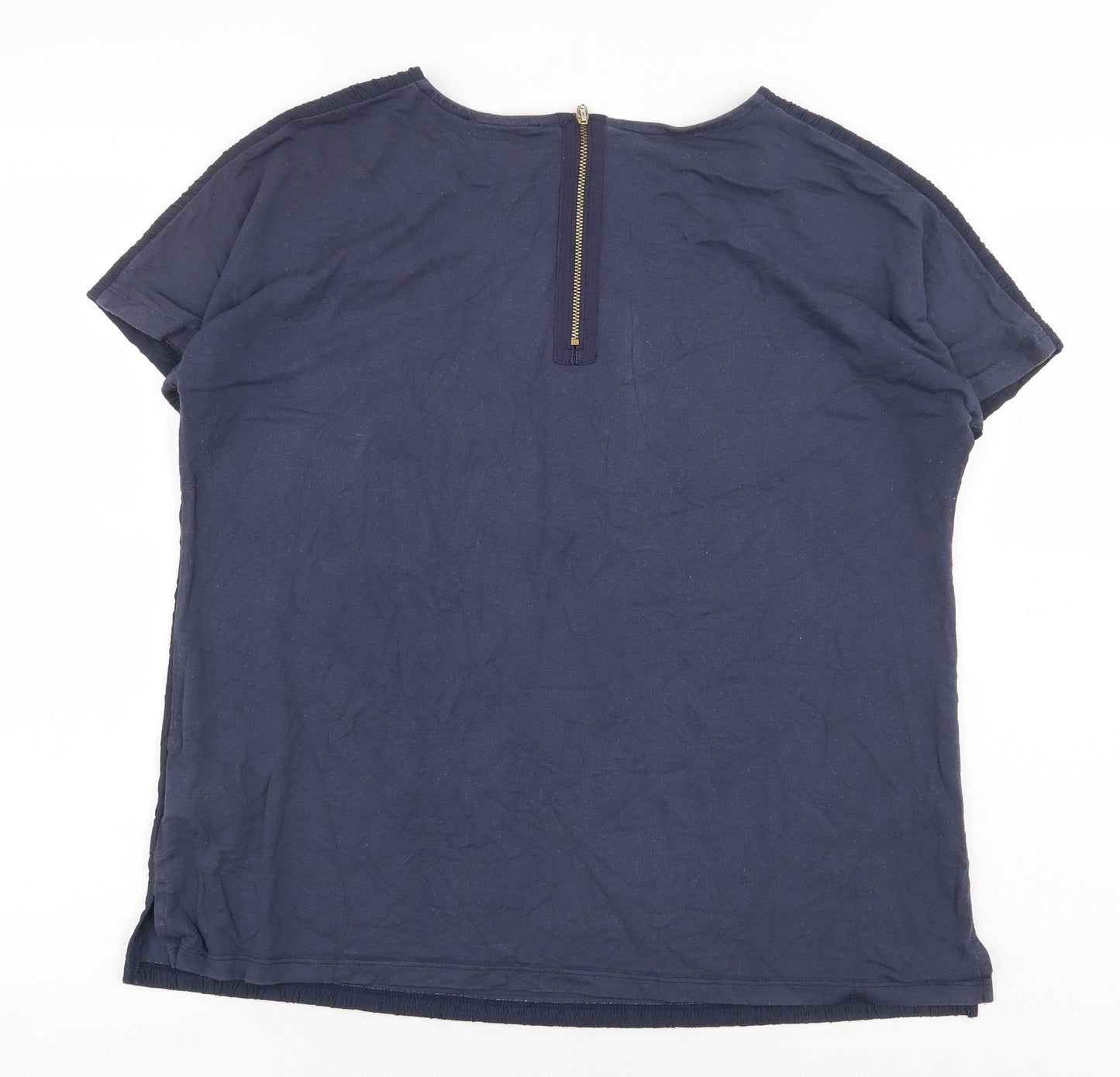 Marks and Spencer Womens Blue Viscose Basic T-Shirt Size 12 Boat Neck