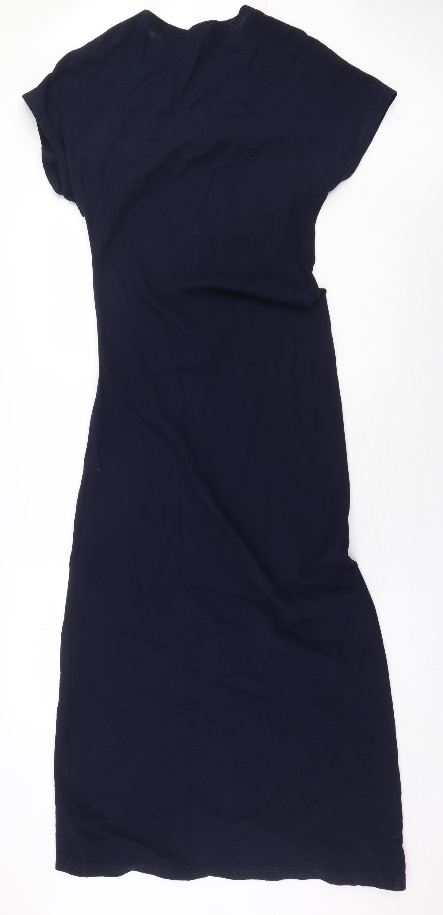 Zara Womens Blue Wool Maxi Size L Boat Neck Zip - Front Slit