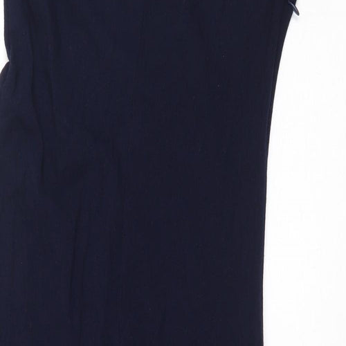 Zara Womens Blue Wool Maxi Size L Boat Neck Zip - Front Slit
