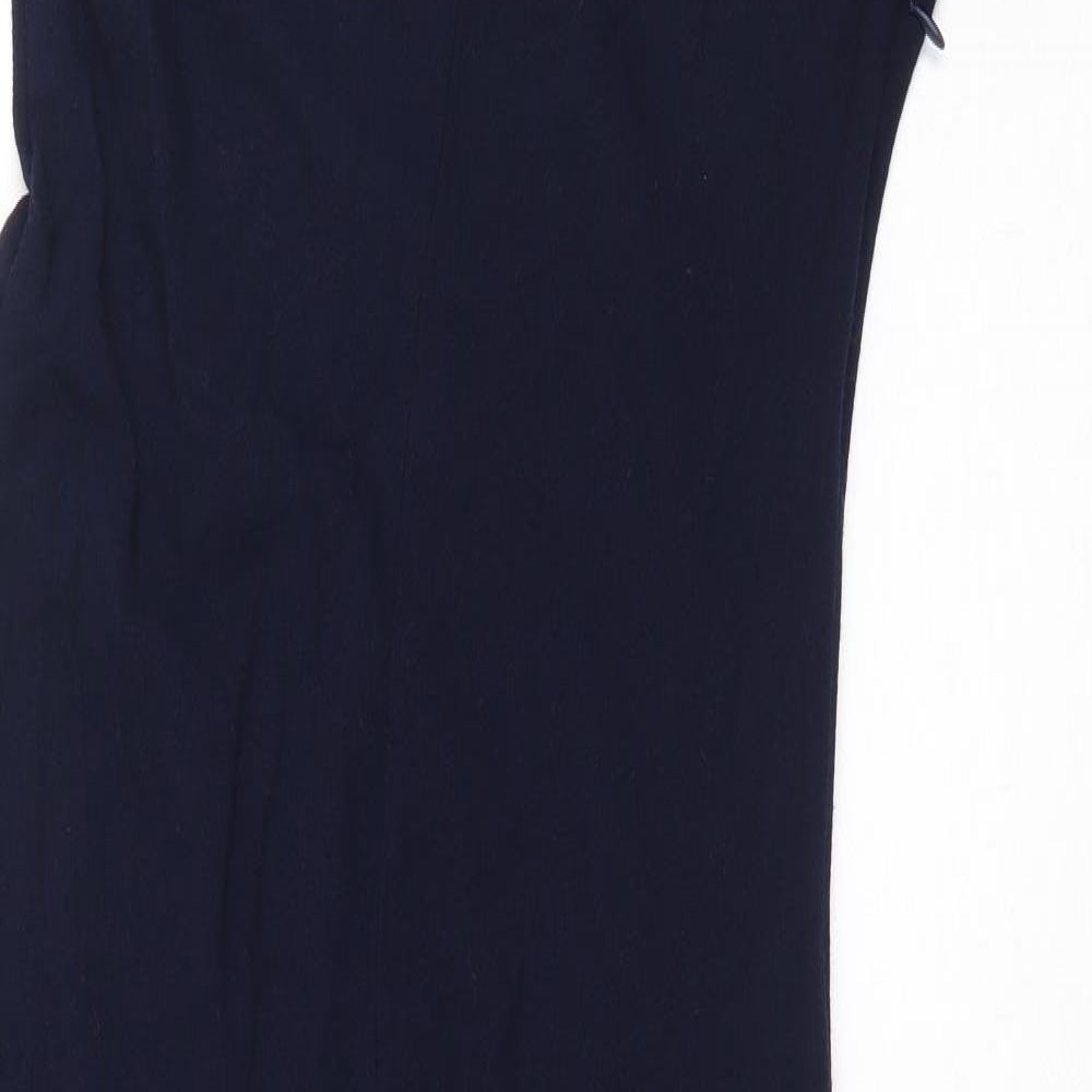 Zara Womens Blue Wool Maxi Size L Boat Neck Zip - Front Slit