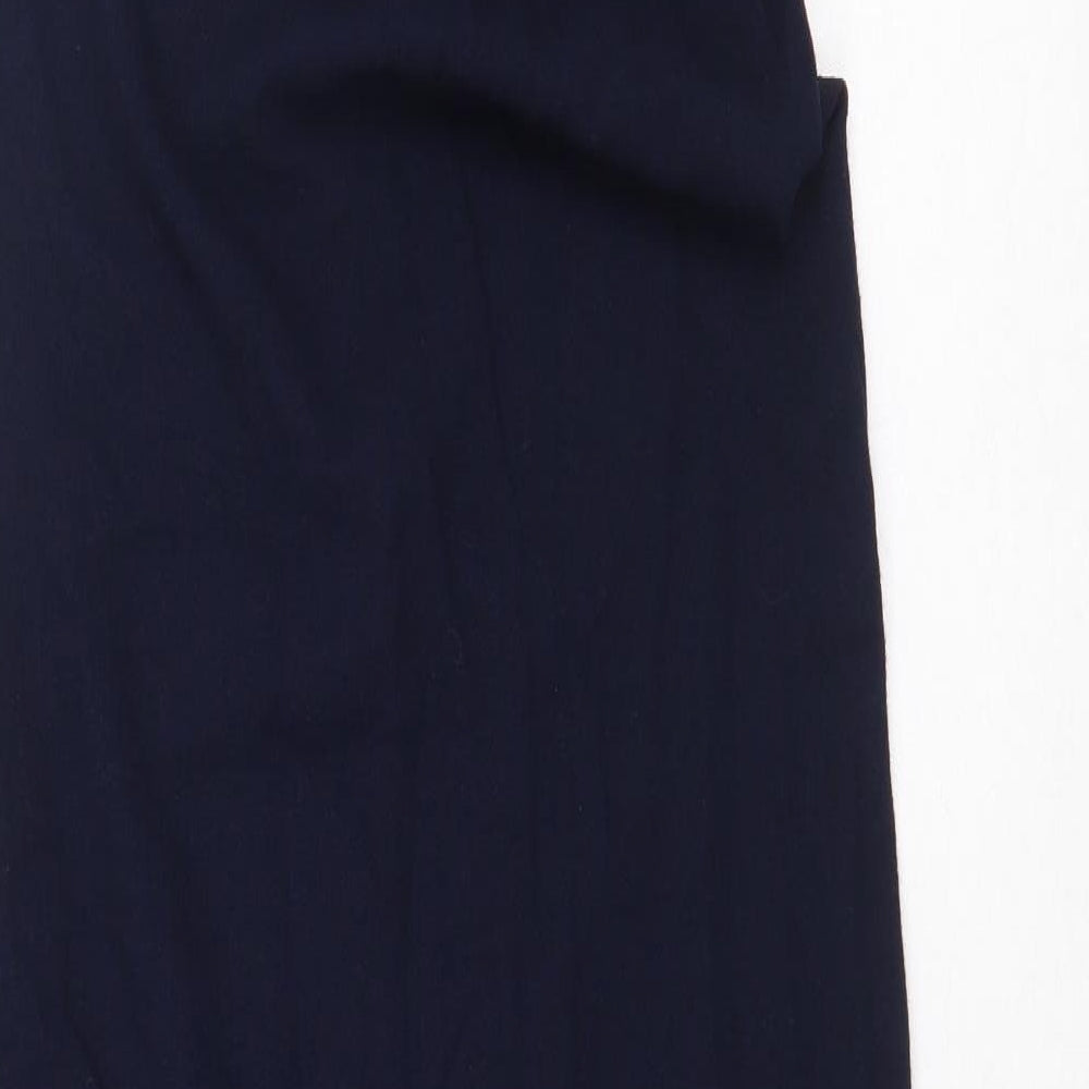 Zara Womens Blue Wool Maxi Size L Boat Neck Zip - Front Slit