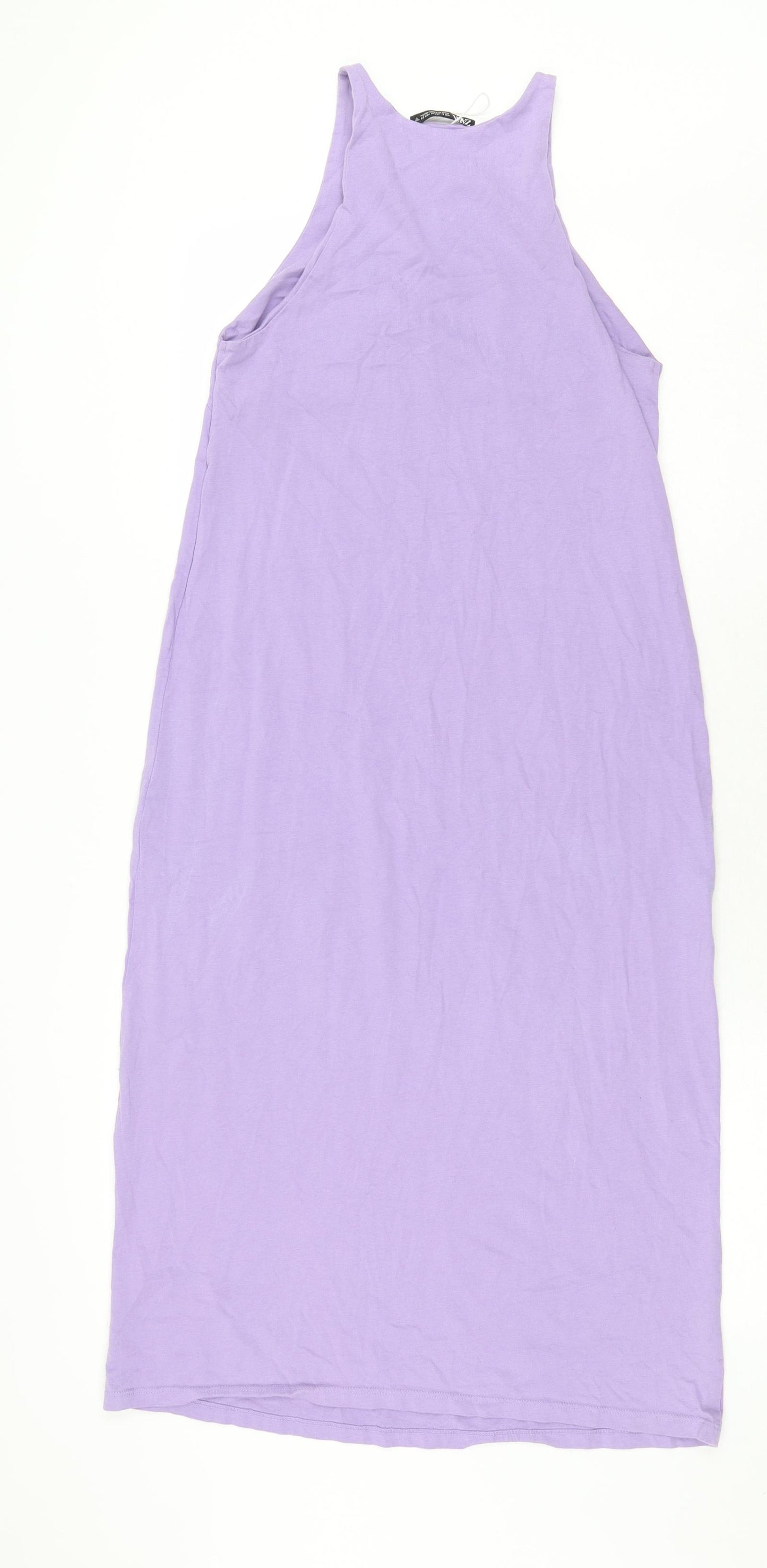 Zara Womens Purple 100% Cotton Sheath Size M Scoop Neck Pullover