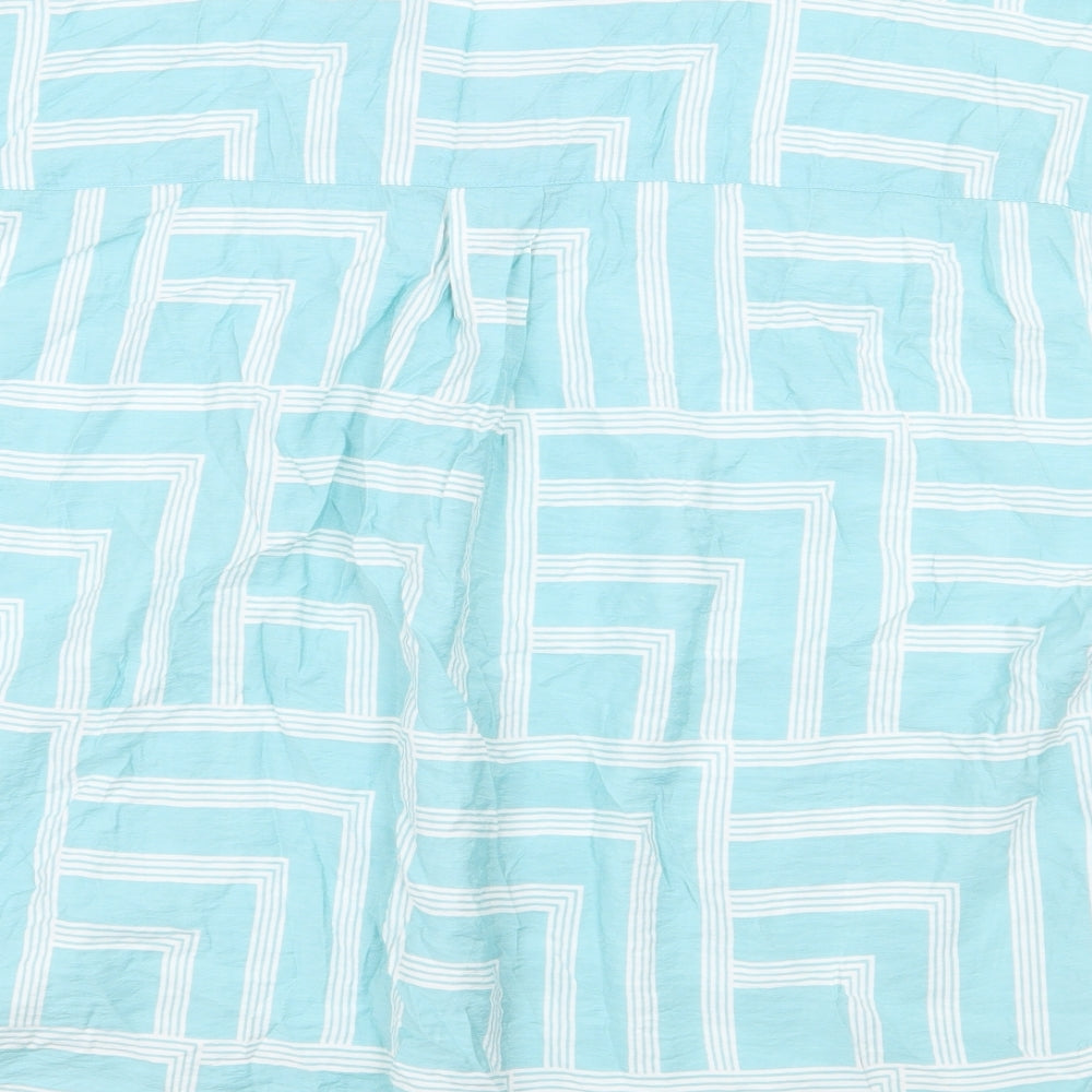 Matalan Womens Blue Geometric Viscose Basic Blouse Size 20 V-Neck