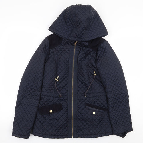 F&F Womens Blue Rain Coat Coat Size 8 Zip - Shoulder Pad Detail
