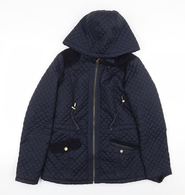 F&F Womens Blue Rain Coat Coat Size 8 Zip - Shoulder Pad Detail