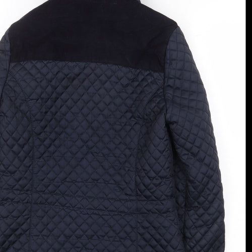F&F Womens Blue Rain Coat Coat Size 8 Zip - Shoulder Pad Detail