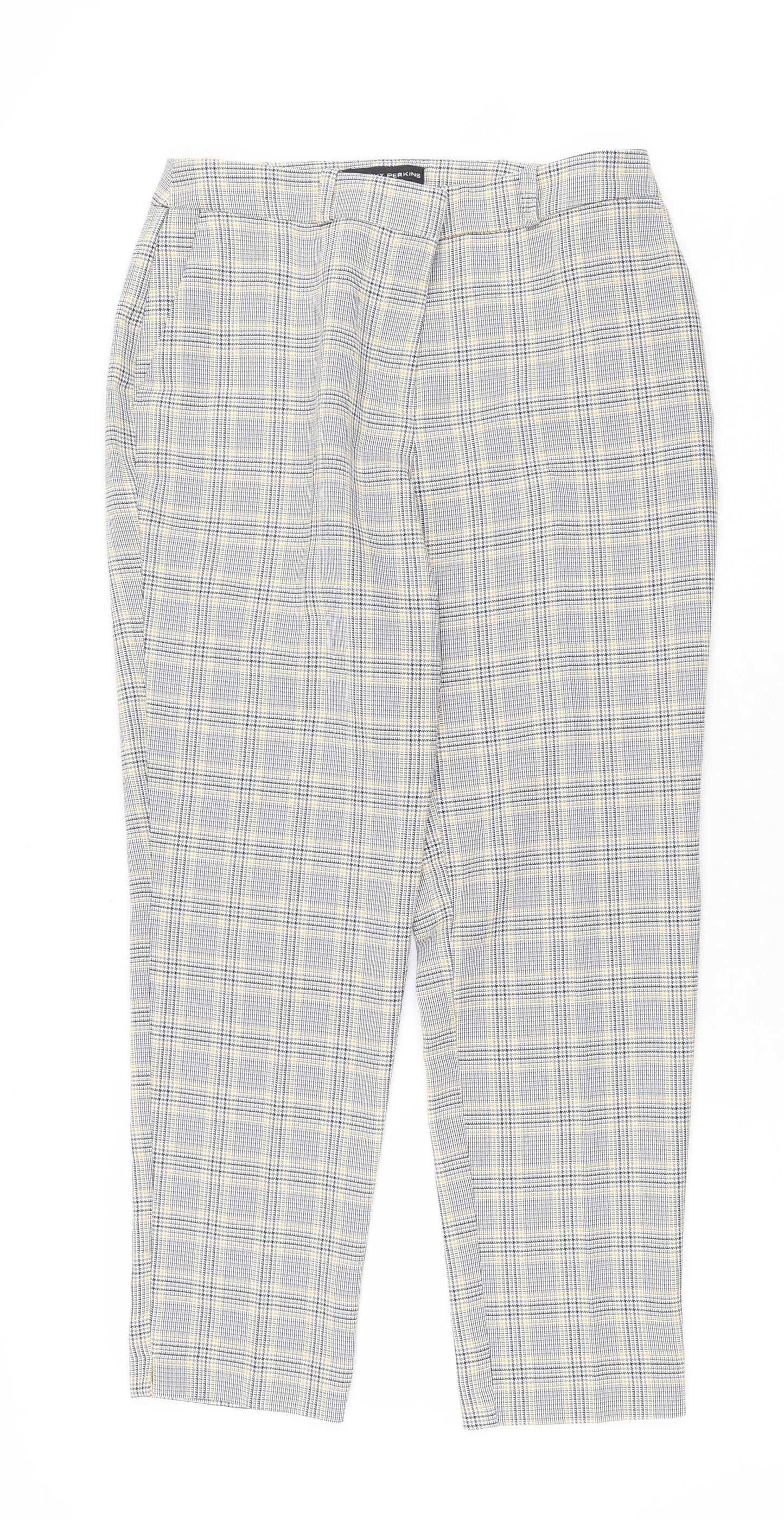 Dorothy Perkins Womens Grey Plaid Polyester Trousers Size 8 L24 in Regular Zip