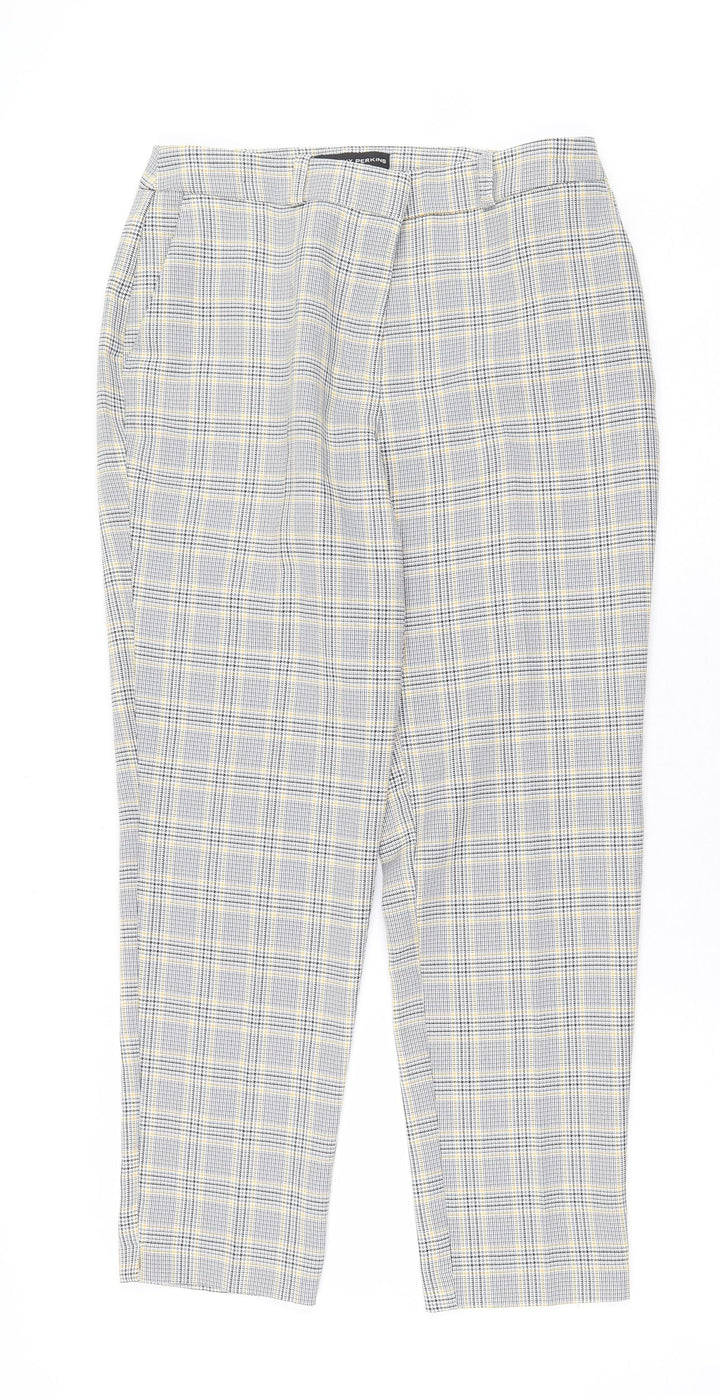 Dorothy Perkins Womens Grey Plaid Polyester Trousers Size 8 L24 in Regular Zip