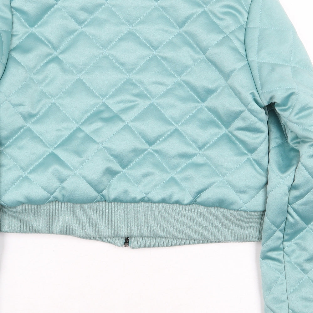 Glamorous Womens Blue Bomber Jacket Jacket Size S Zip