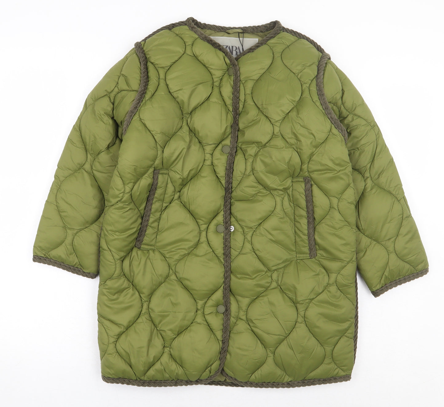 Zara Boys Green Puffer Jacket Coat Size 8-9 Years Zip