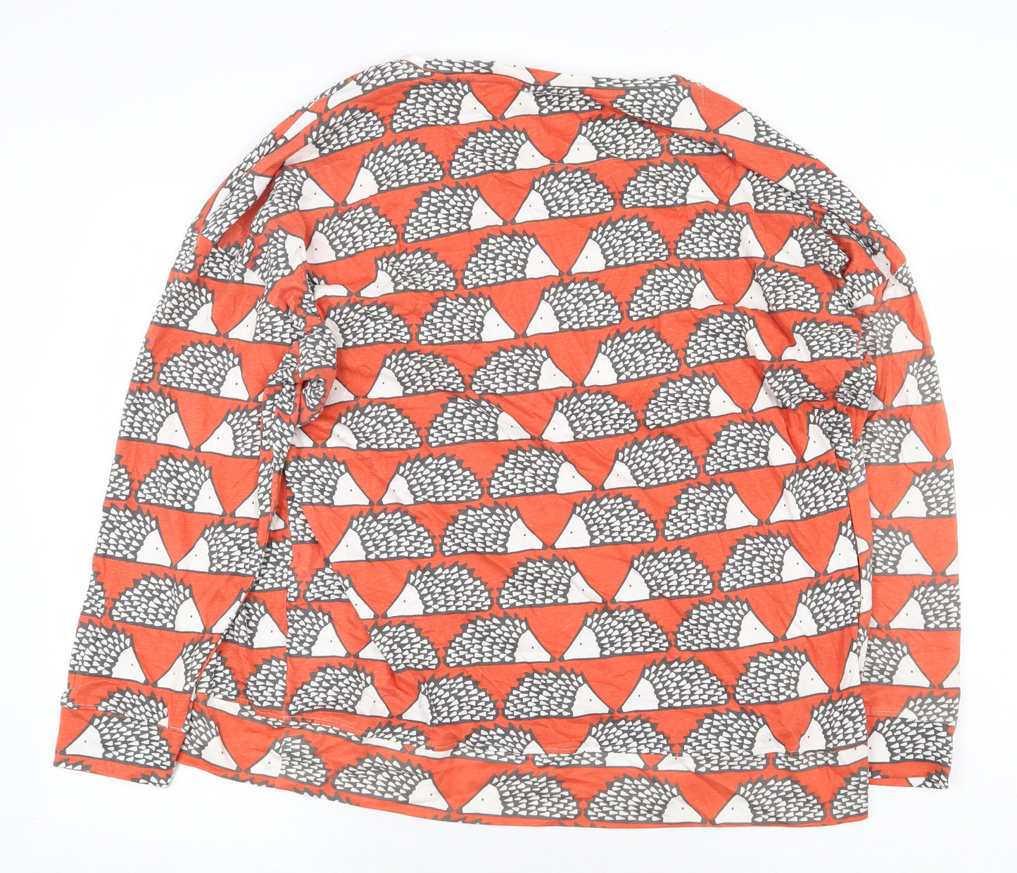 NEXT Womens Orange Geometric 100% Cotton Basic T-Shirt Size L Boat Neck - Hedgehog