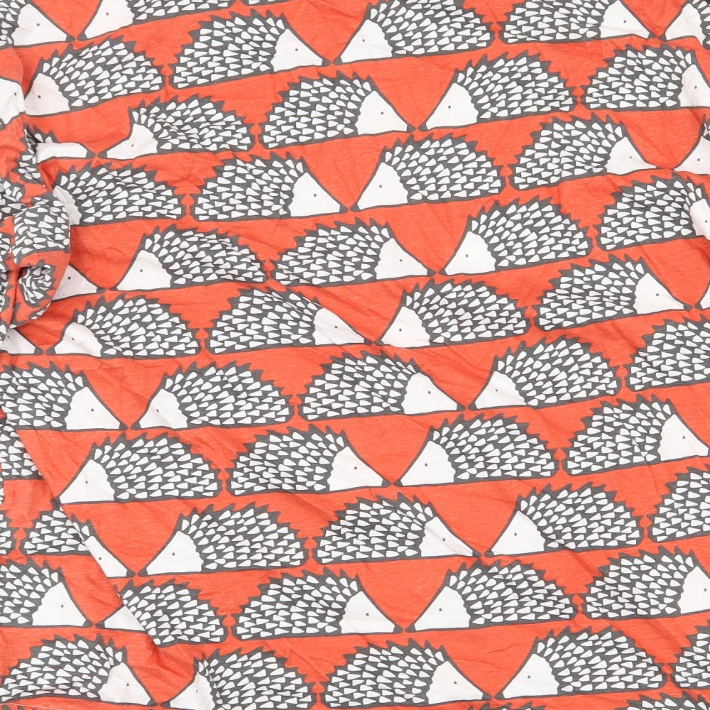 NEXT Womens Orange Geometric 100% Cotton Basic T-Shirt Size L Boat Neck - Hedgehog
