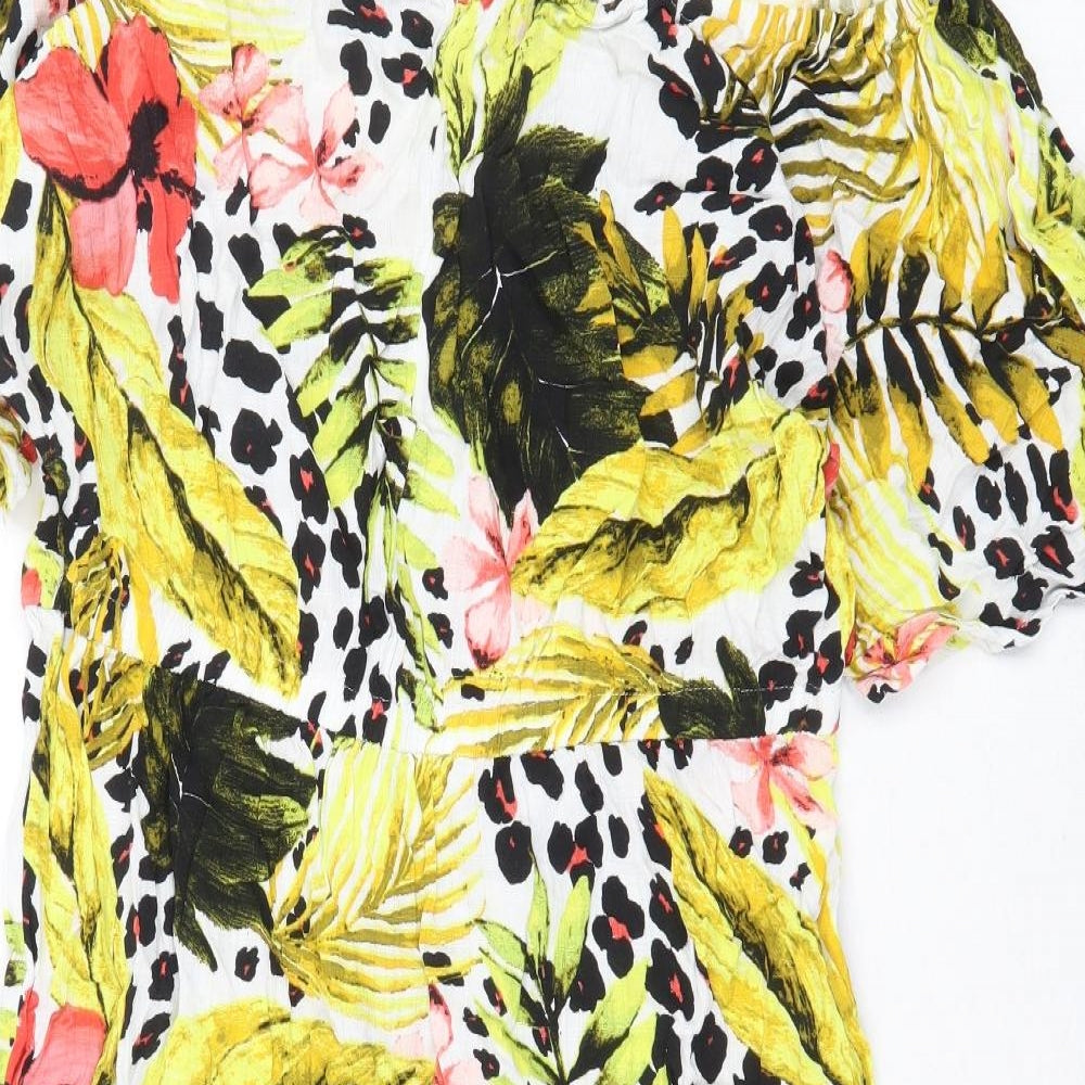 NEXT Womens Yellow Floral Viscose A-Line Size 16 Off the Shoulder Pullover