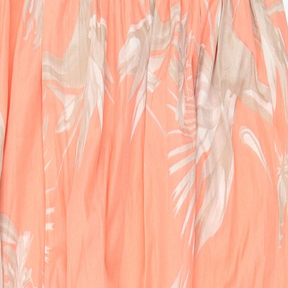 Boohoo Womens Pink Floral Polyester Maxi Size 16 Halter Tie