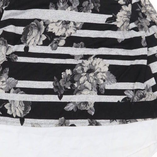 Monteau Womens Grey Striped Polyester Basic Blouse Size M Collared - Flowers