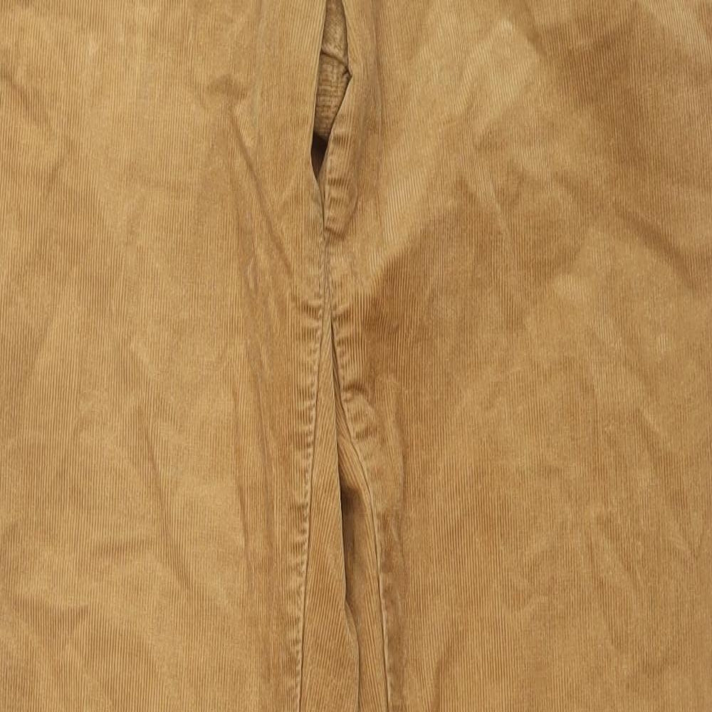 Marks and Spencer Mens Brown Cotton Trousers Size 30 in L33 in Slim Button