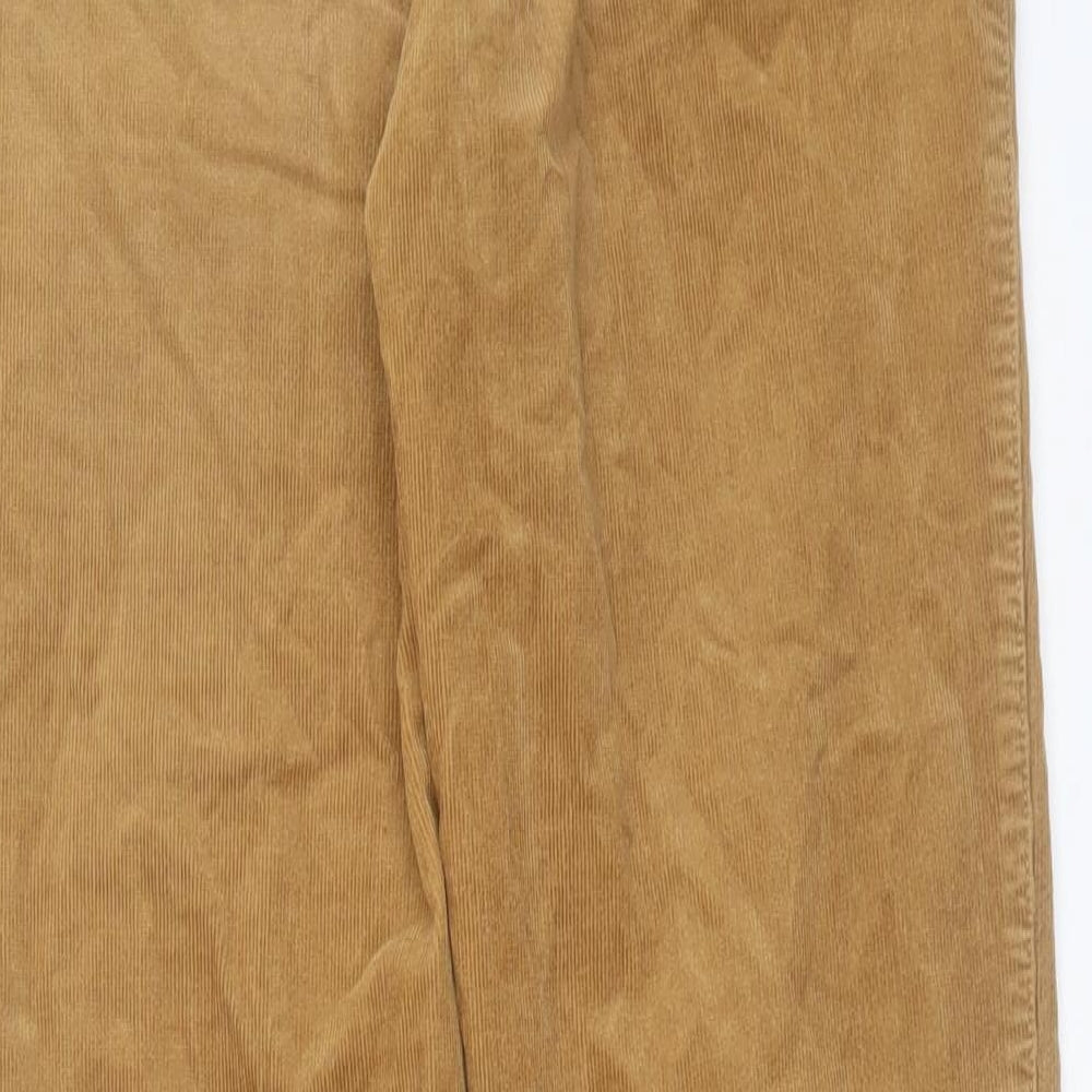 Marks and Spencer Mens Brown Cotton Trousers Size 30 in L33 in Slim Button