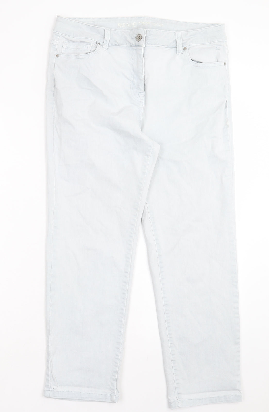 NEXT Womens Blue Cotton Cropped Jeans Size 14 L25 in Regular Button