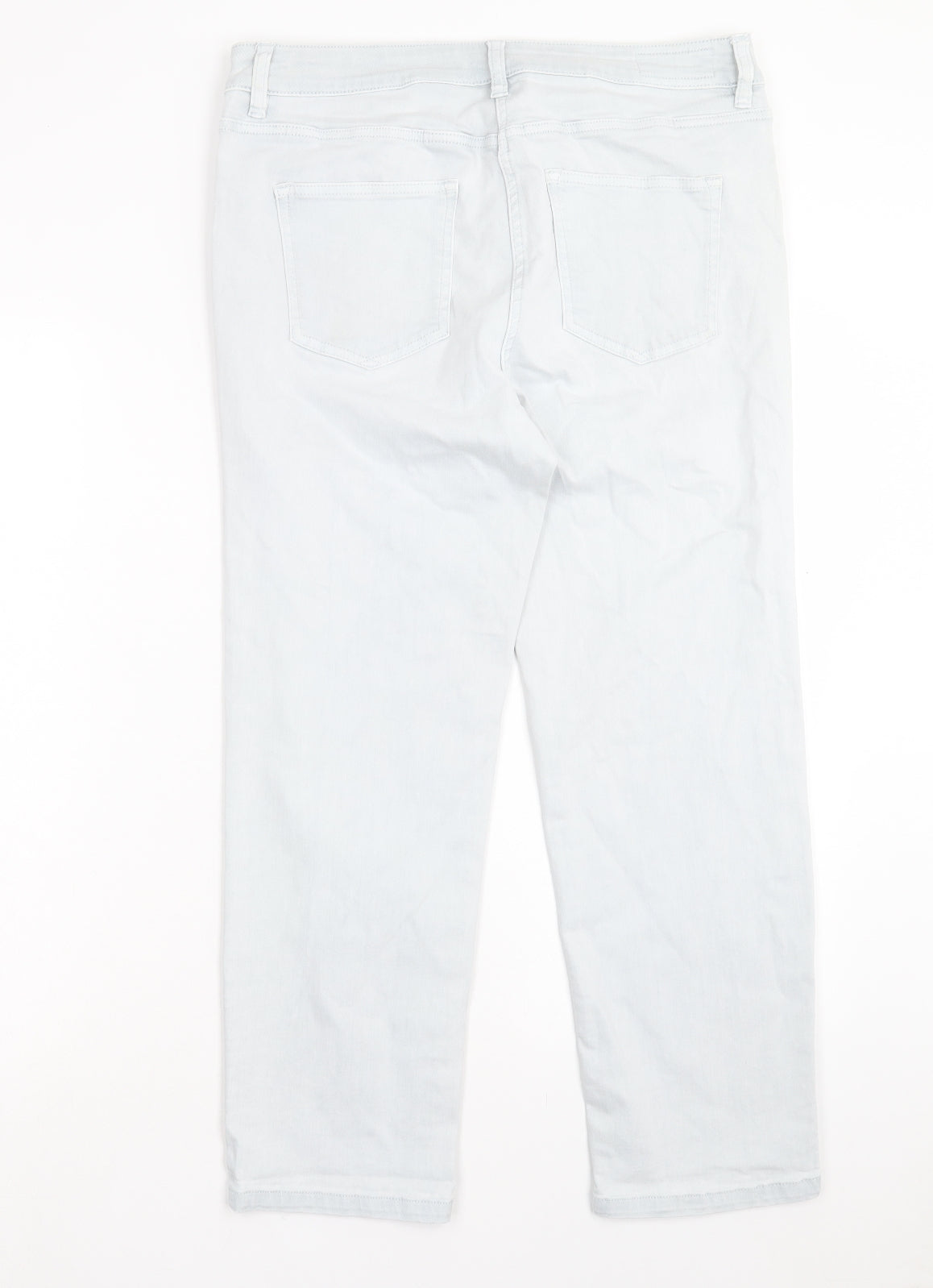 NEXT Womens Blue Cotton Cropped Jeans Size 14 L25 in Regular Button