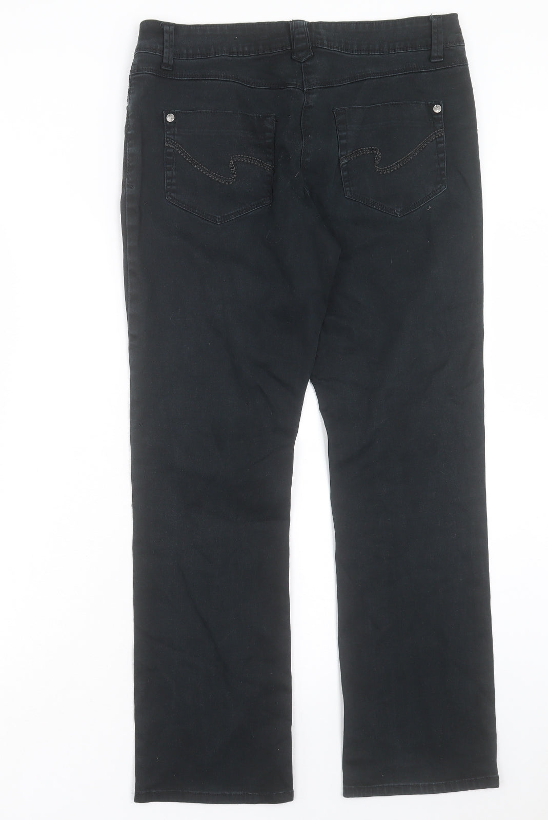 George Womens Black Cotton Straight Jeans Size 12 L28 in Regular Button