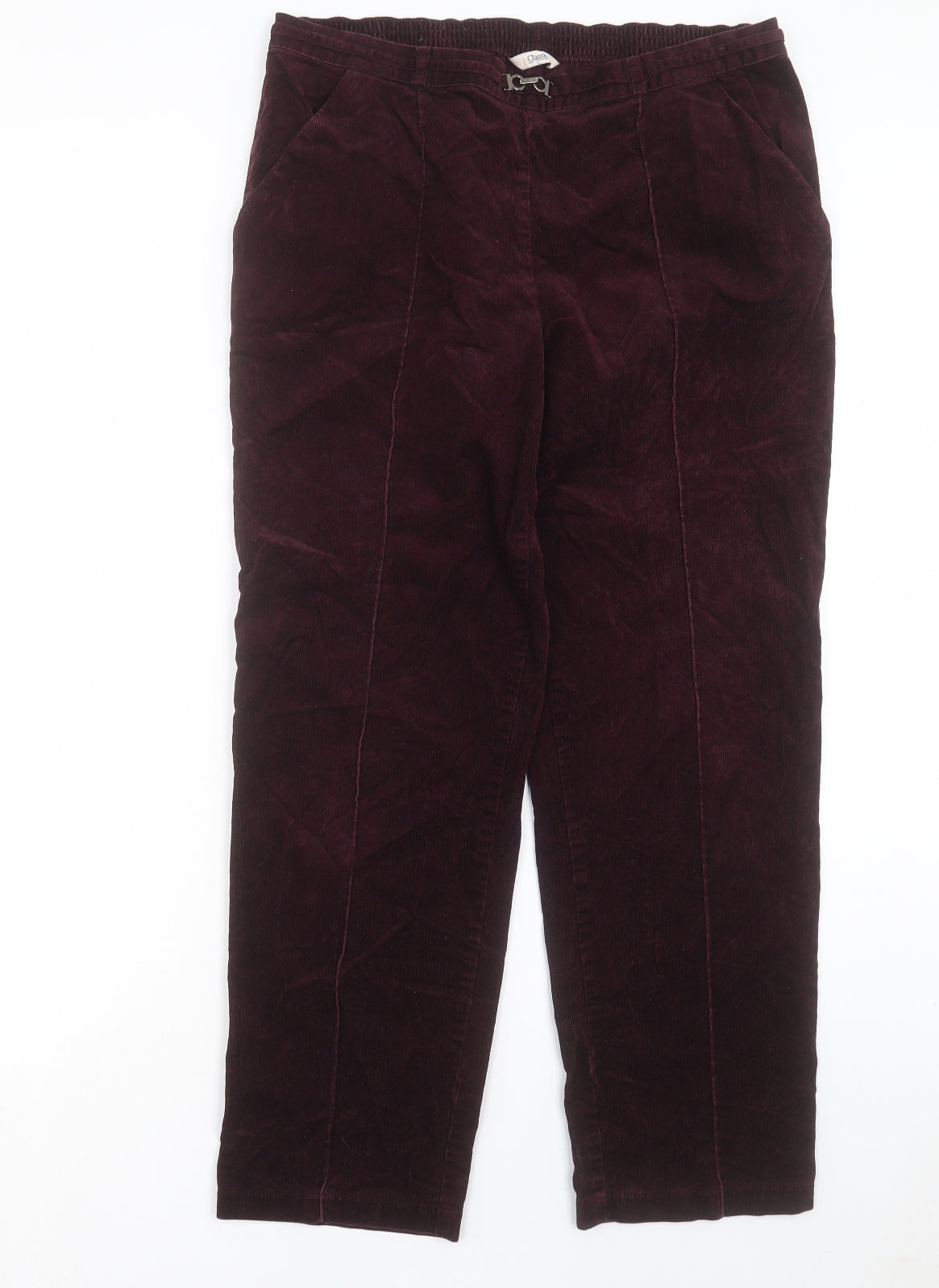 Marks and Spencer Womens Purple Cotton Trousers Size 14 L28 in Regular