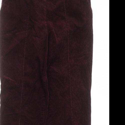 Marks and Spencer Womens Purple Cotton Trousers Size 14 L28 in Regular