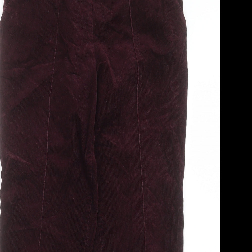 Marks and Spencer Womens Purple Cotton Trousers Size 14 L28 in Regular