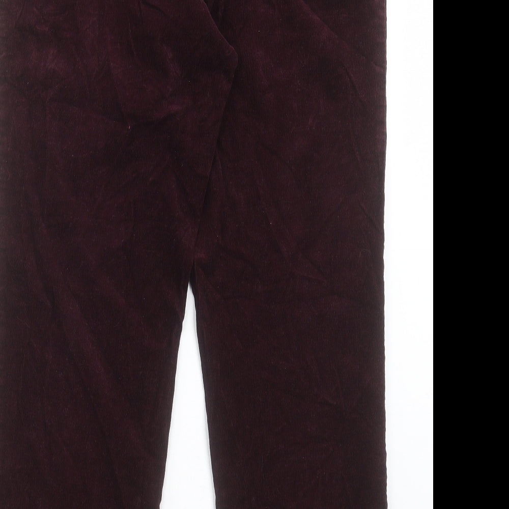 Marks and Spencer Womens Purple Cotton Trousers Size 14 L28 in Regular