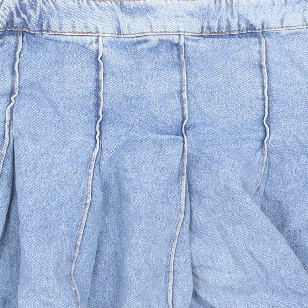 New Look Girls Blue Cotton Skater Skirt Size 12 Years Regular Zip