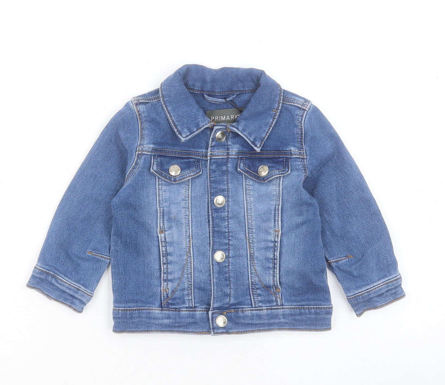 Denim & Co. Girls Blue Basic Jacket Jacket Size 12-18 Months Button - Happy