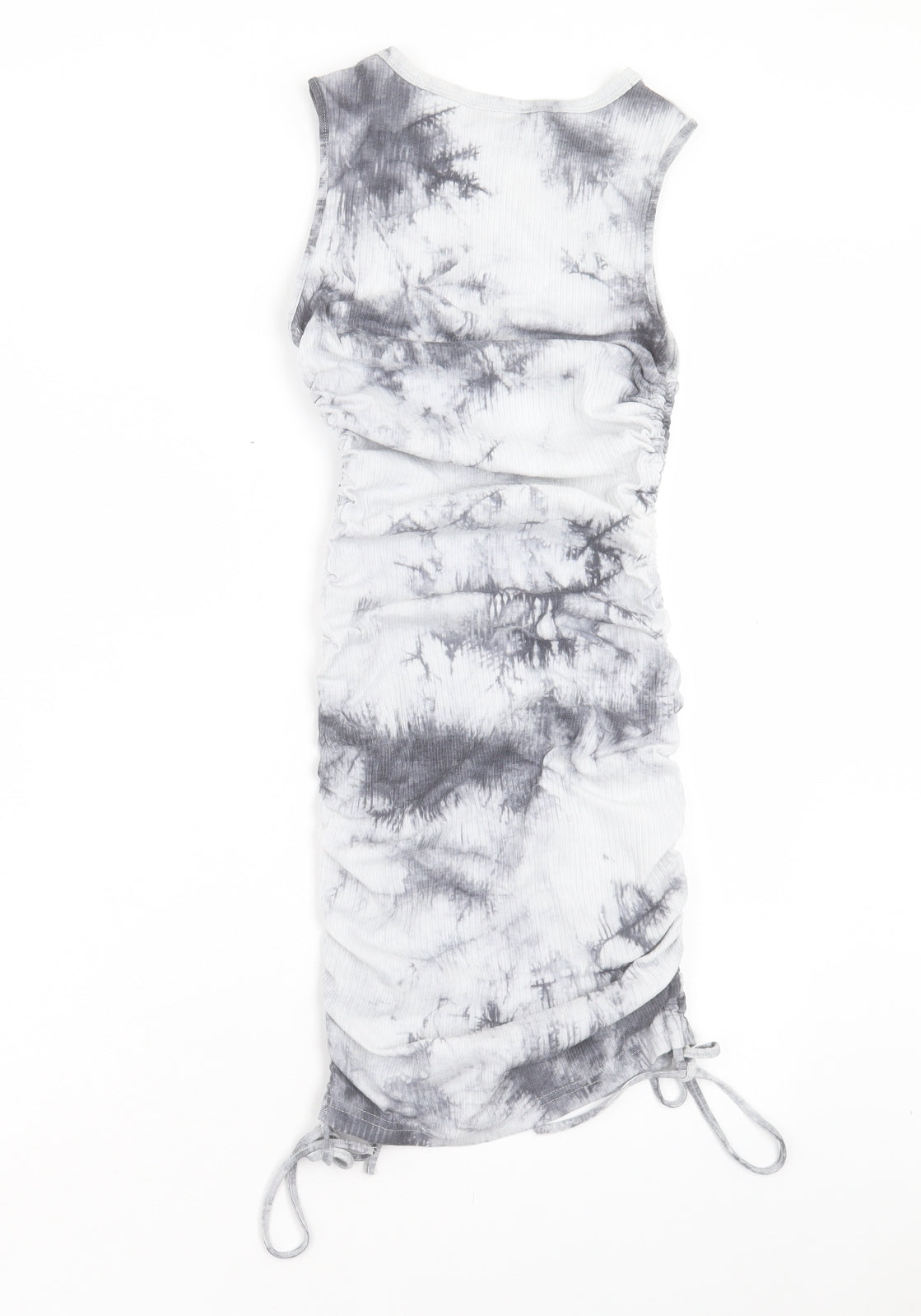 SheIn Womens Grey Tie Dye Cotton Bodycon Size XS Boat Neck Pullover - Ruched