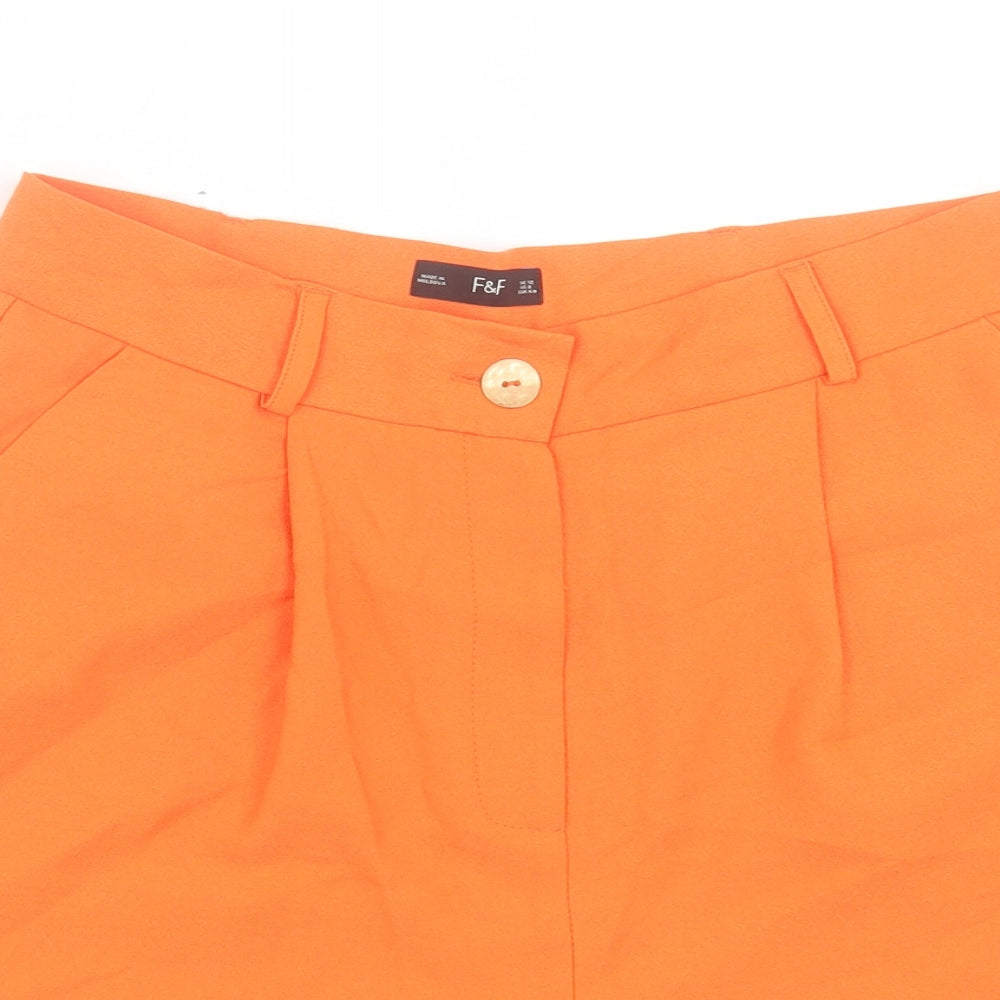 F&F Womens Orange Polyester Bermuda Shorts Size 12 L7 in Regular Button