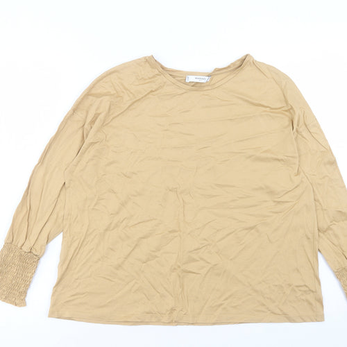 Mango Womens Brown Polyester Basic T-Shirt Size M Crew Neck