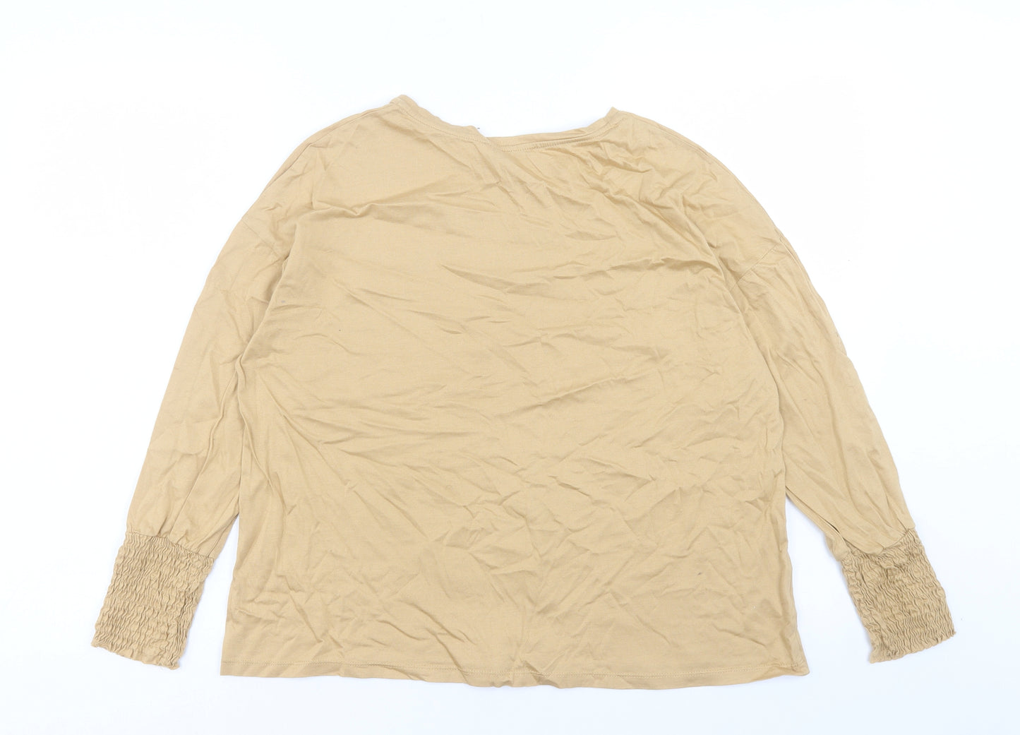 Mango Womens Brown Polyester Basic T-Shirt Size M Crew Neck