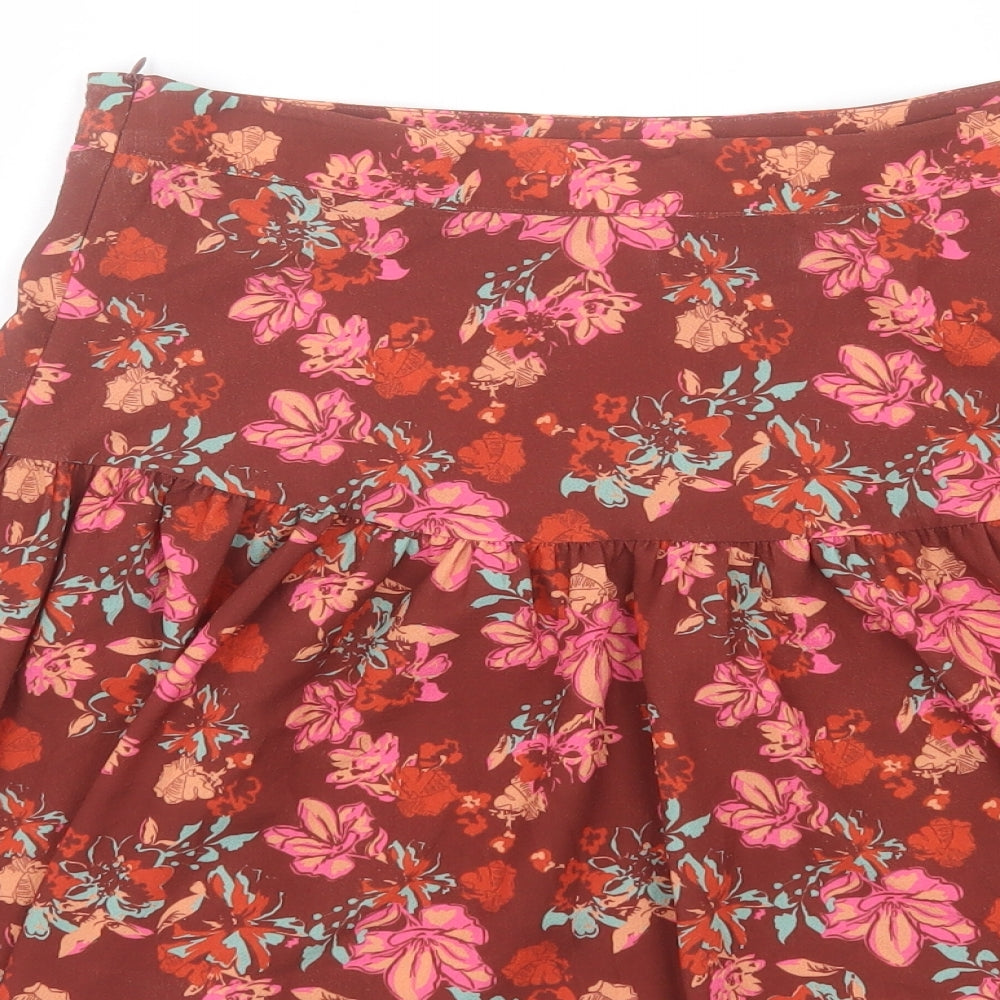 Harkel Womens Red Floral Polyester A-Line Skirt Size 12 Zip