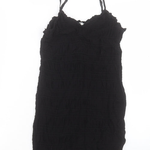 H&M Womens Black Viscose Bodycon Size S V-Neck Pullover