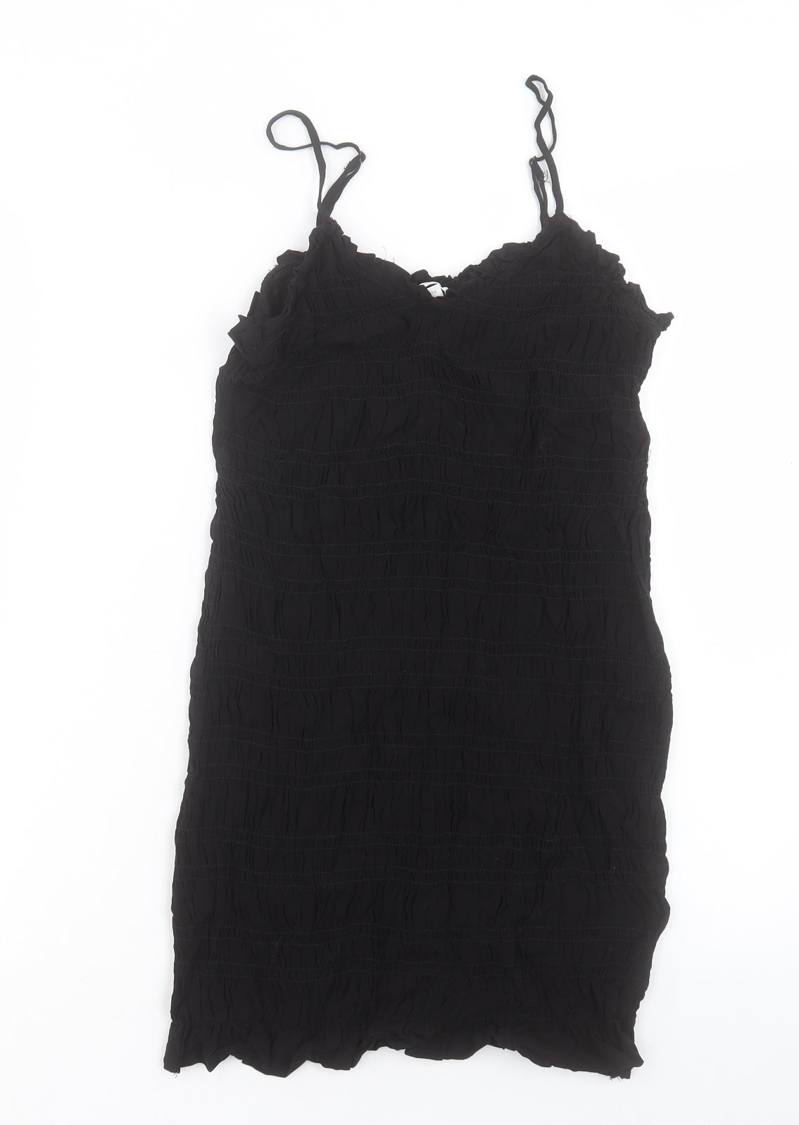 H&M Womens Black Viscose Bodycon Size S V-Neck Pullover