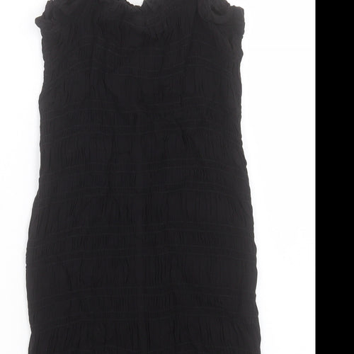 H&M Womens Black Viscose Bodycon Size S V-Neck Pullover
