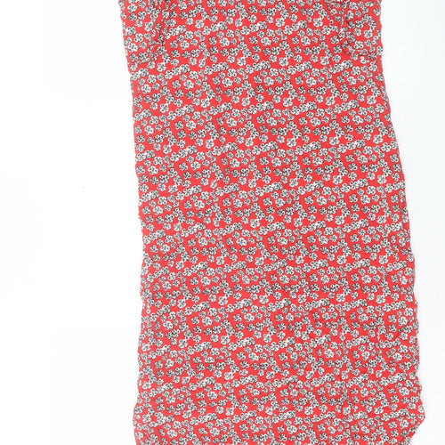 Papaya Womens Red Floral Viscose A-Line Size 10 V-Neck Button