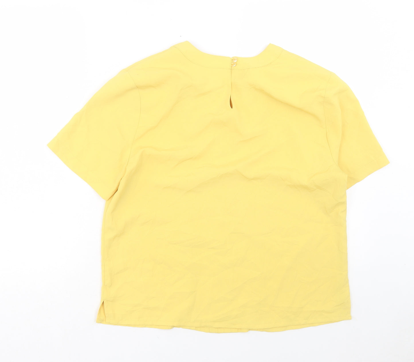 Karen Scott Womens Yellow Polyester Basic T-Shirt Size S Crew Neck