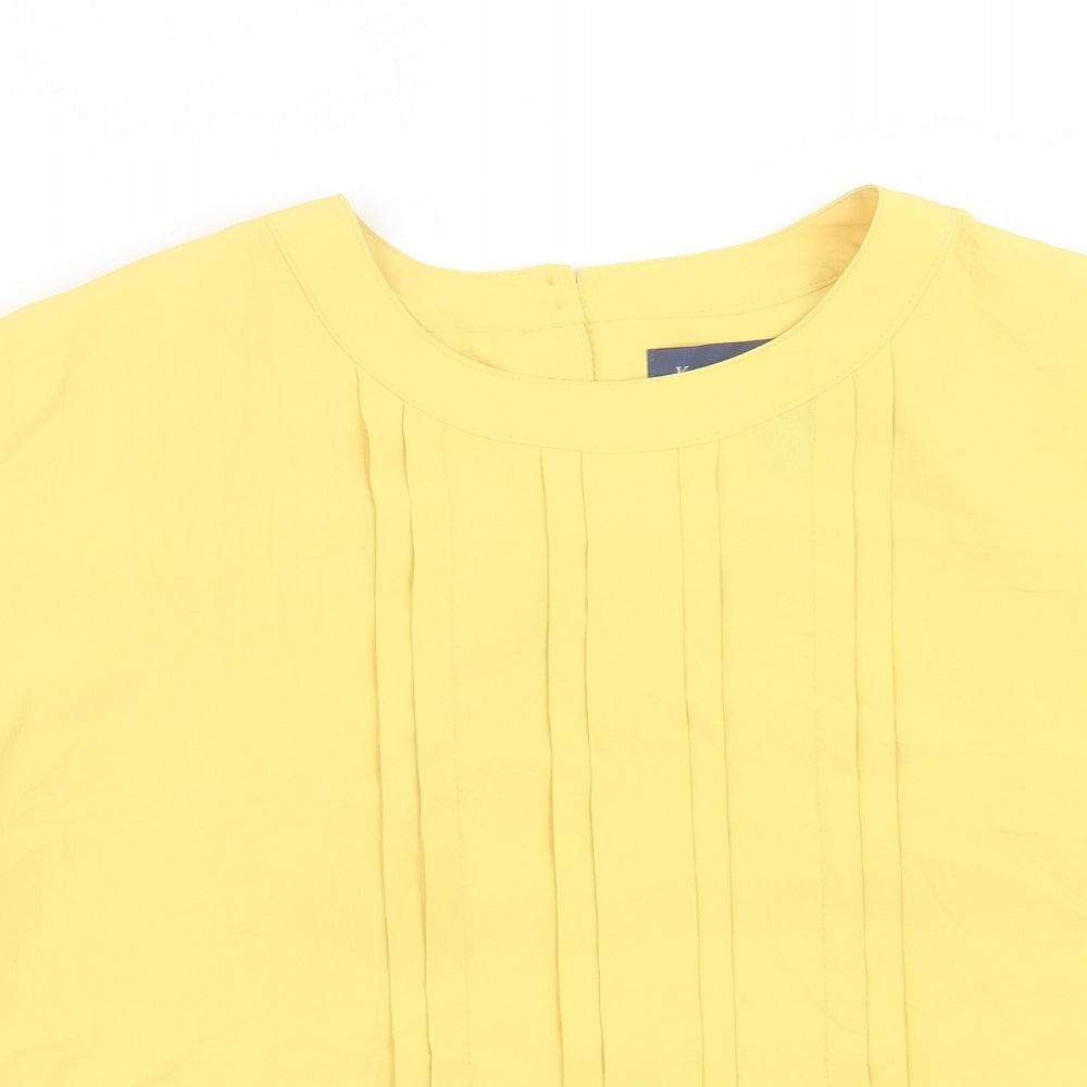 Karen Scott Womens Yellow Polyester Basic T-Shirt Size S Crew Neck