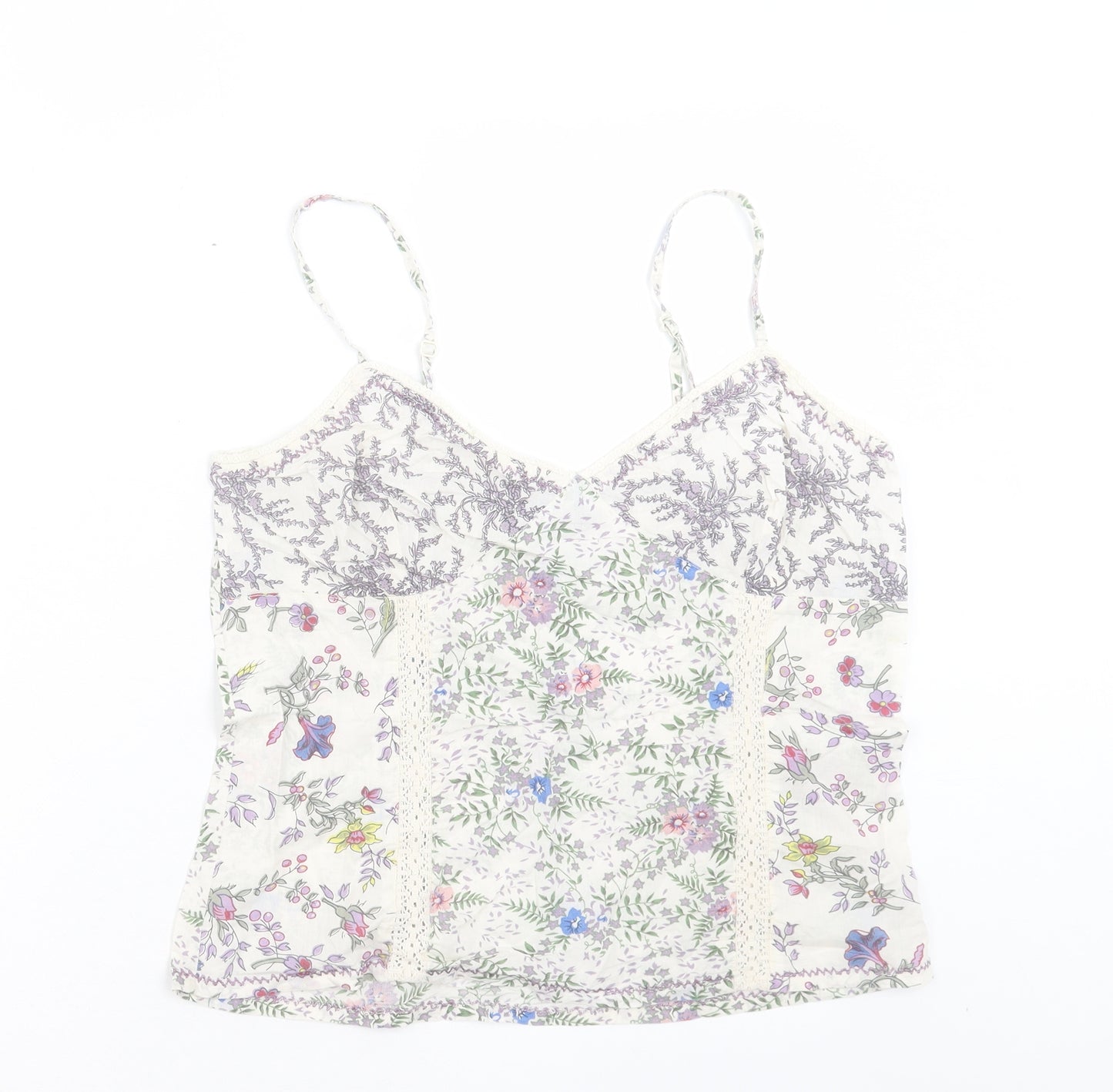 Principles Womens Multicoloured Floral Cotton Camisole Tank Size 12 V-Neck