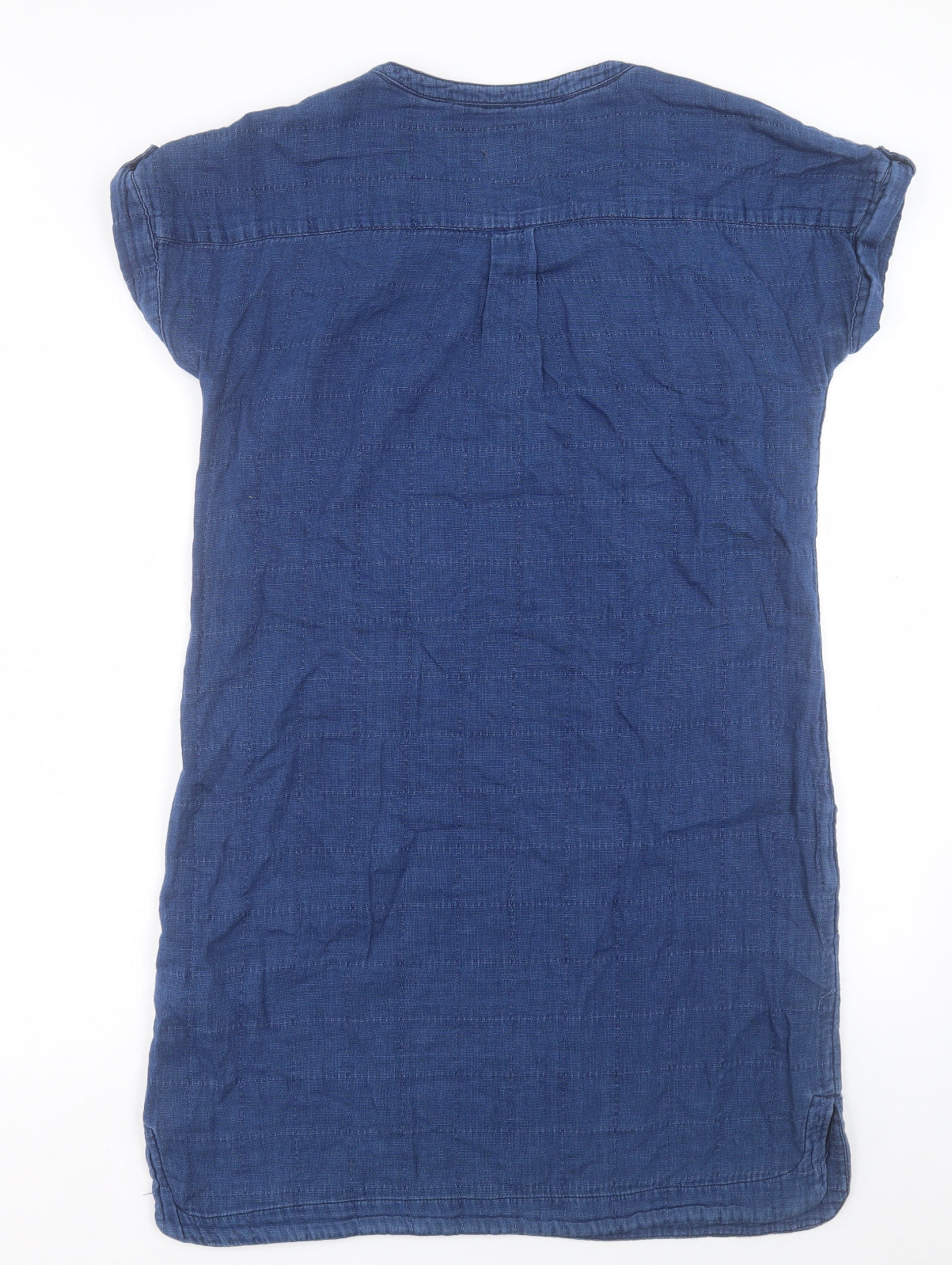 MANTARAY PRODUCTS Womens Blue Cotton Sheath Size 14 V-Neck Button